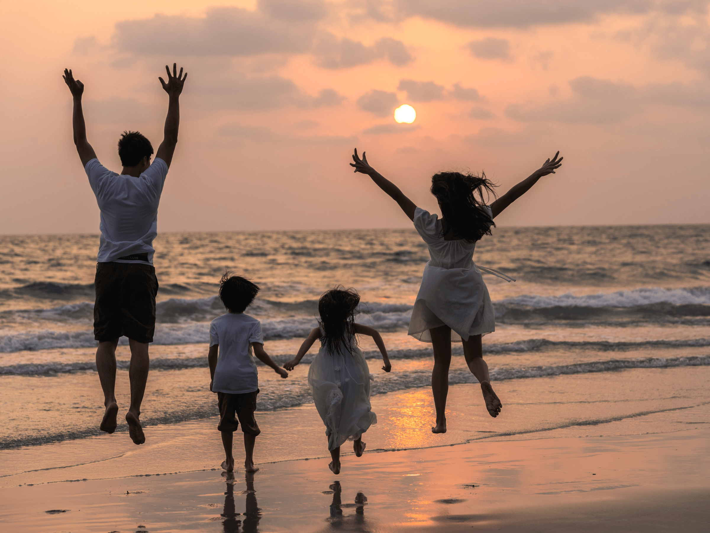 happy family on the beach children